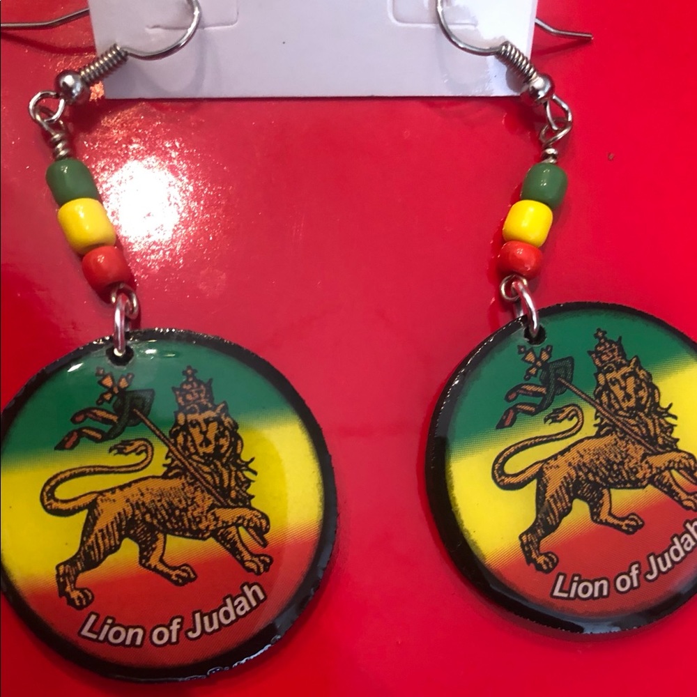 Rasta Lion of Judah dangle earrings